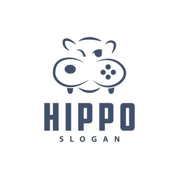 Hippo logo vector simple silhouette zoo animal design brand template illust.. Stock Illustration