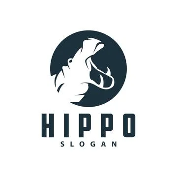 Hippo logo vector simple silhouette zoo animal design brand template illust.. Stock Illustration