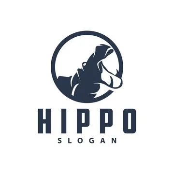 Hippo logo vector simple silhouette zoo animal design brand template illust.. Stock Illustration