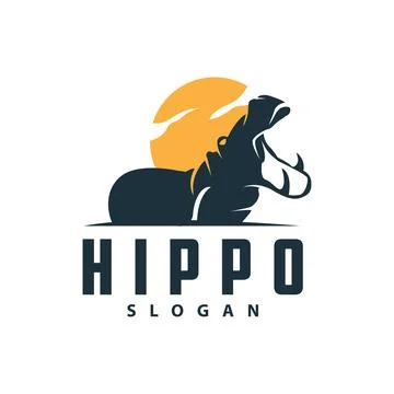 Hippo logo vector simple silhouette zoo animal design brand template illust.. Stock Illustration