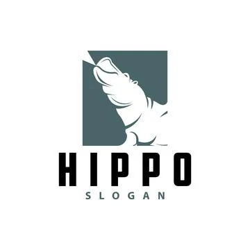 Hippo logo vector simple silhouette zoo animal design brand template illust.. Illustrazione stock