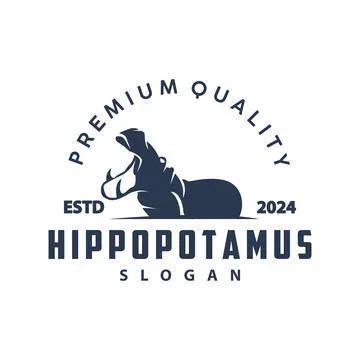 Hippo logo vector simple silhouette zoo animal design brand template illust.. Stock Illustration