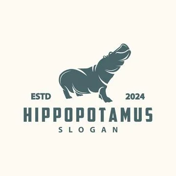 Hippo logo vector simple silhouette zoo animal design brand template illust.. Stock-Illustration