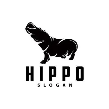 Hippo logo vector simple silhouette zoo animal design brand template illust.. Illustrazione stock