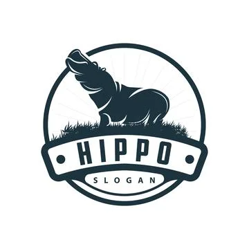 Hippo logo vector simple silhouette zoo animal design brand template illust.. Stock Illustration