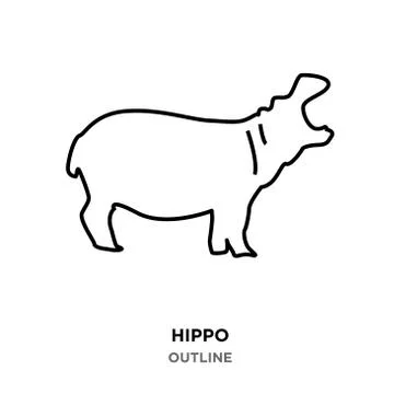 Hippo outline on white background,roaring Stock Illustration