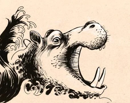 Hippo in river Stock Illustration