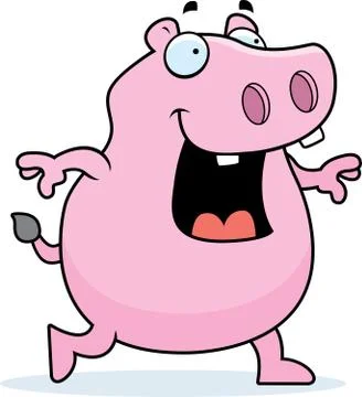 Hippo Walking 스톡 일러스트