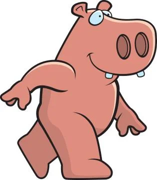 Hippo Walking Illustrazione stock