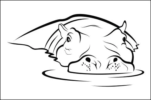 Hippo in water Stock Illustration
