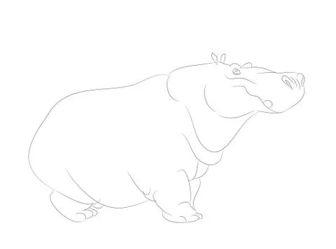 Hippo is worth drawing lines, vector Illustrazione stock