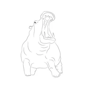 Hippo is worth drawing lines, vector Illustrazione stock