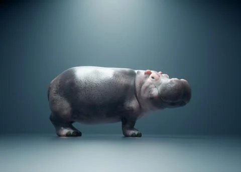 Hippopotamus on a conceptual studio background. Illustrazione stock