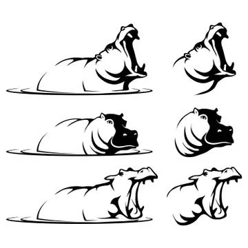 Hippopotamus, hippo logo, dangerous animals, various emblem for your logo, se Stock Illustration