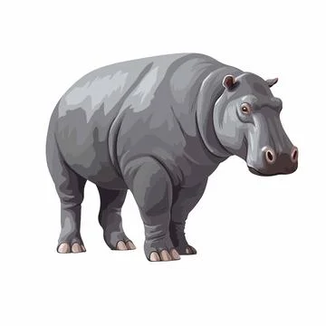 Hippopotamus vector on white background Stock Illustration