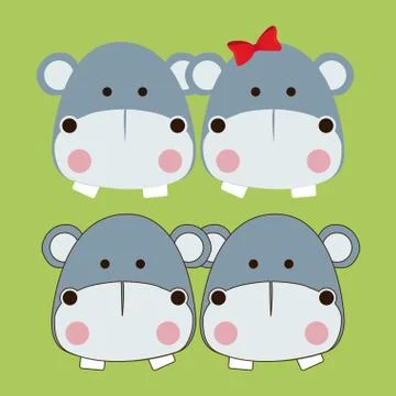 Hippos design over green background vector illustration Ilustração Stock
