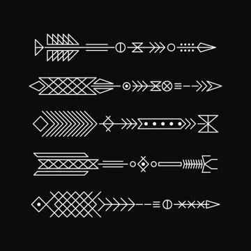 Hipster arrows. Abstract elements for tattoo and design. Illustrazione stock