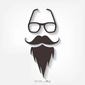 Hipster background with beard. Retro style. Stock Illustration