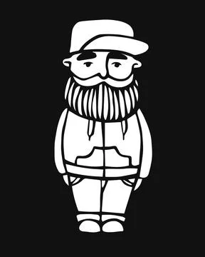 Hipster with beard. Hand-Drawn Doodle. Vector Illustration - stock vector. Ha Stock Illustration