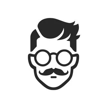 Hipster beard man vector face head icon. Barbershop hipster mustache silhouette Stock Illustration