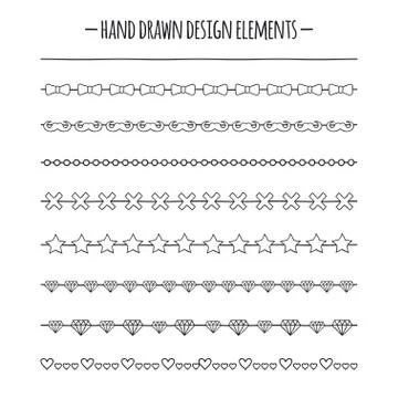 Hipster Brushes. Border. Hand Drawn Line Border Set. Design Element. Stock Illustration