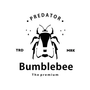 Hipster bumblebee logo vector outline silhouette art icon Illustrazione stock