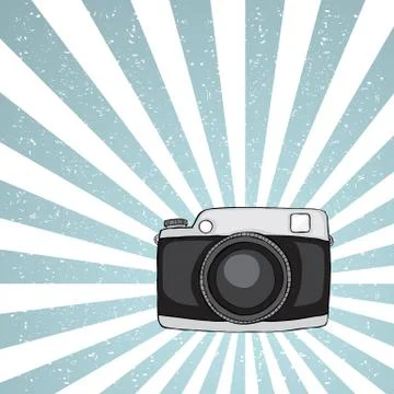 Hipster camera on grunge background Stock Illustration