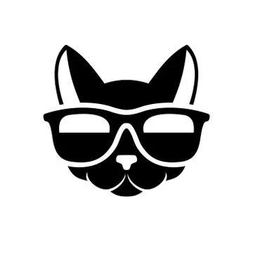 Hipster Cat Icon on White Background. Vector Stockillustratie