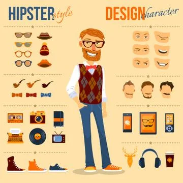 Hipster Character Pack Stock Illustration