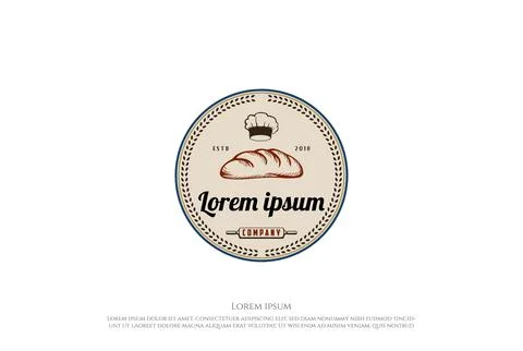 Hipster Classic Bread Bakery Bake Stamp Label Sticker Logo Design Vector Ilustração Stock