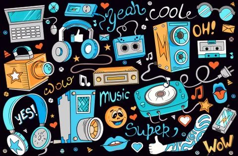 Hipster collage illustration. Stock Illustration