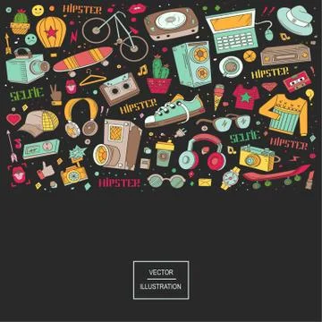 Hipster collage illustration. Stock Illustration