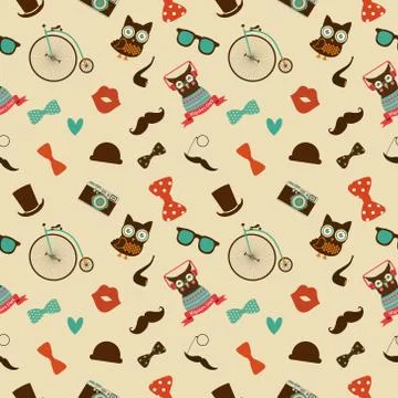 Hipster Colorful Seamless Pattern Stock Illustration