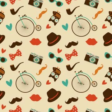 Hipster Colorful Seamless Pattern Stockillustratie