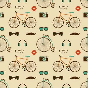 Hipster Colorful Seamless Pattern Stockillustratie