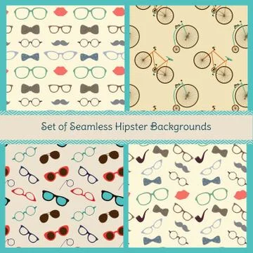 Hipster Colorful Seamless Patterns Stock Illustration