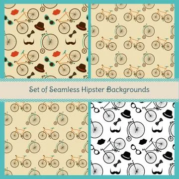 Hipster Colorful Seamless Patterns Stock Illustration