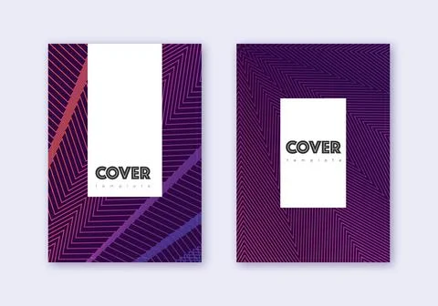 Hipster cover design template set. Violet abstract Illustrazione stock