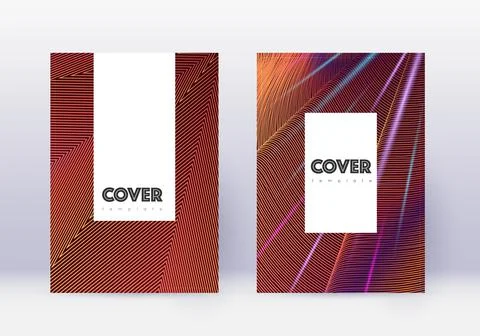 Hipster cover design template set. Orange abstract Stock Illustration