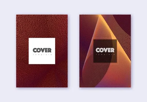 Hipster cover design template set. Orange abstract Stock Illustration