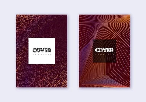 Hipster cover design template set. Orange abstract 스톡 일러스트