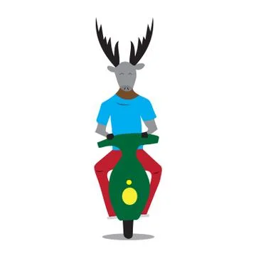 Hipster deer on a moped Stock Illustration