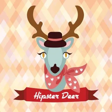 Hipster deer poster イラスト素材