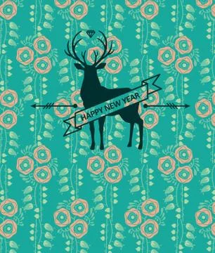 Hipster deer. Vector illustration. Stock Illustration