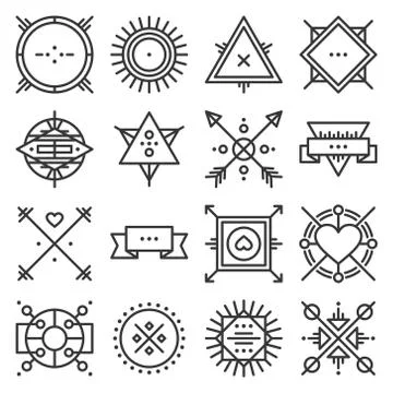 Hipster Design Elements Set on White Background. Vector イラスト素材