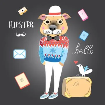 Hipster dog Stock Illustration
