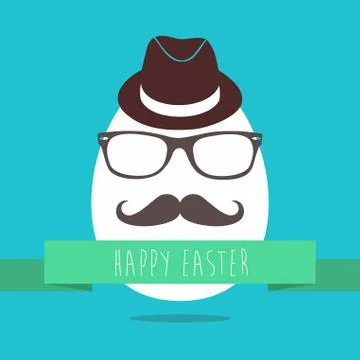Hipster Easter egg fun greeting card design Stock Illustration