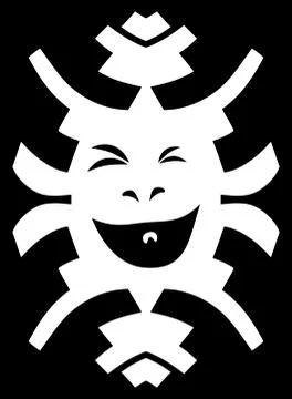 Hipster element. Crazy smiling face on black Stock Illustration