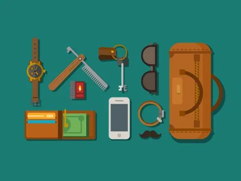 Hipster Elements Laying on Surface Stock Illustration