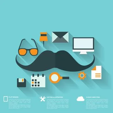 Hipster flat abstract background with web icons. Interface symbols. Cloud Illustrazione stock
